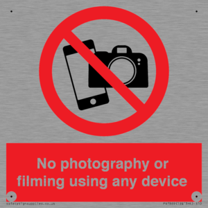 No photography or filming using any device